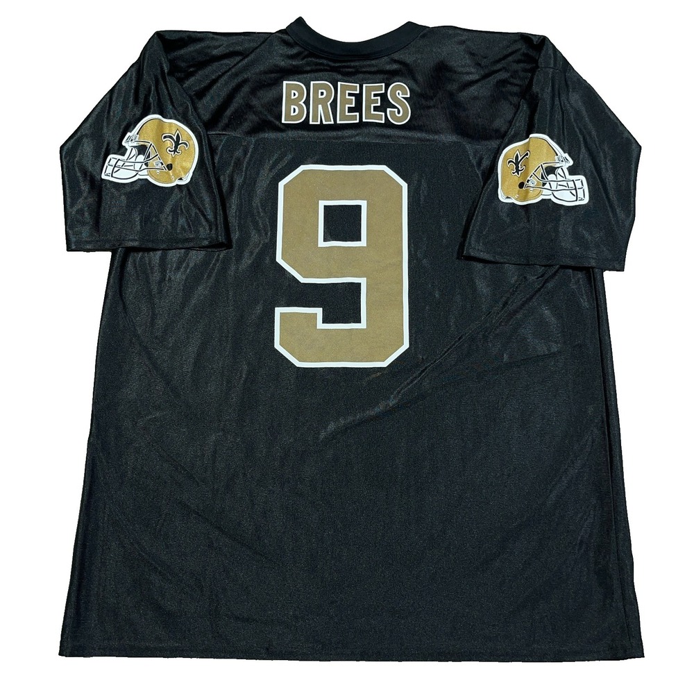 New Orleans Saints Jersey Men XL Black Gold Drew Brees VTG Y2K Team Apparel NFL